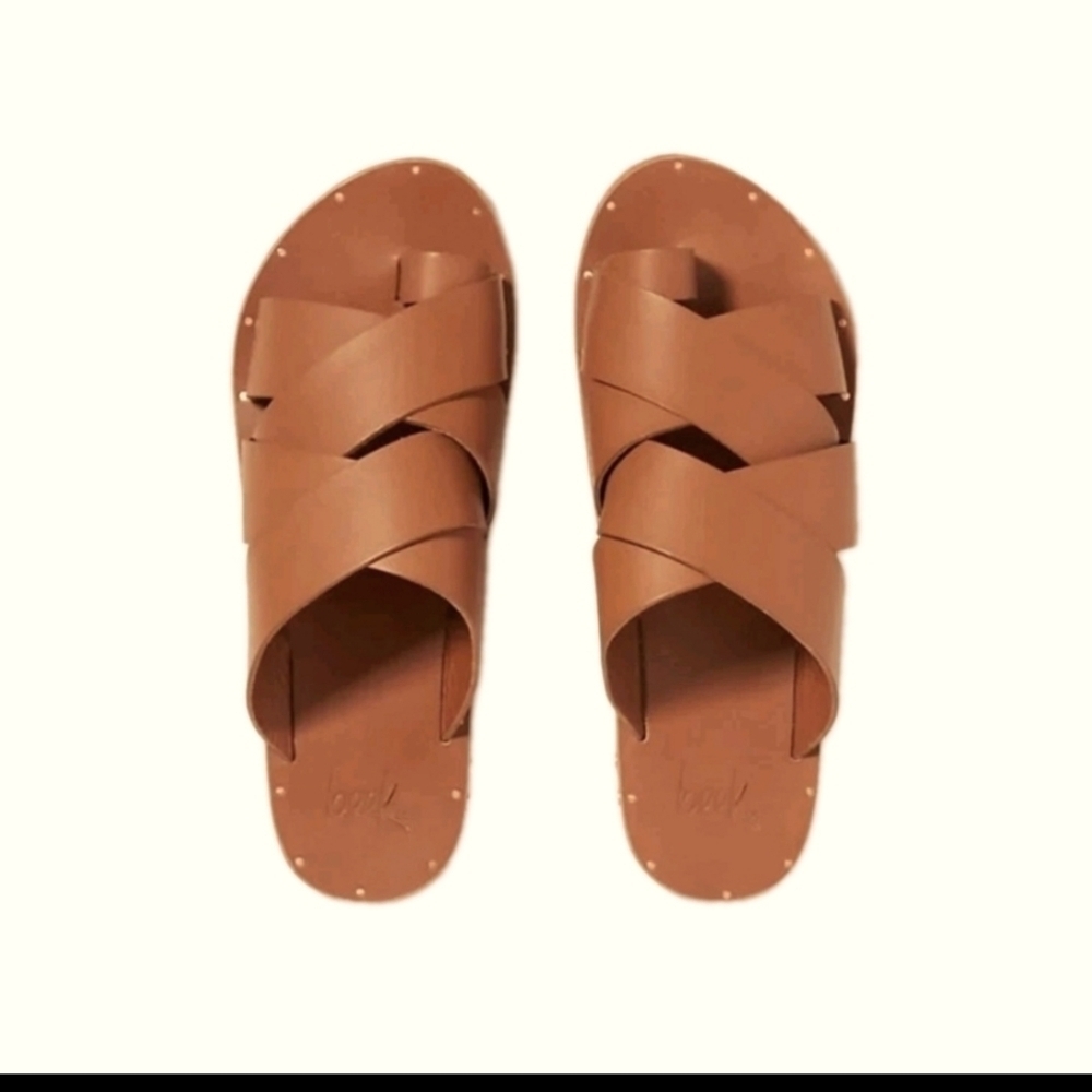 Beek Womens Brown Weaver Toe Loop Handcrafted Leather Comfort Sandal 10